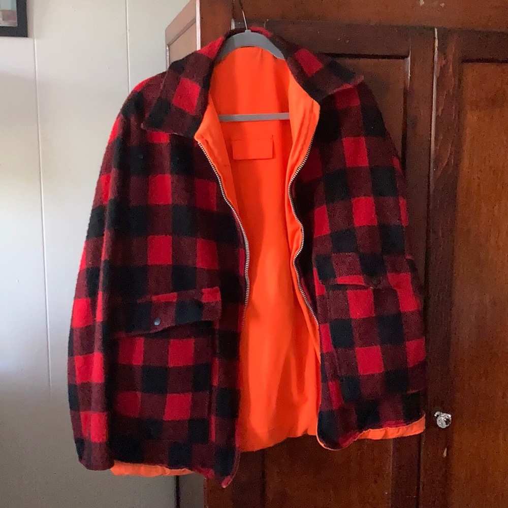 Red plaid reversible jacket!